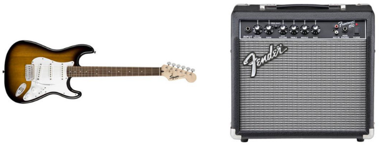 Squire electric guitar starter packs with Fender guitar amp